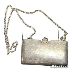 Rodo Italy silver Swarovski crystal clasp crossbody